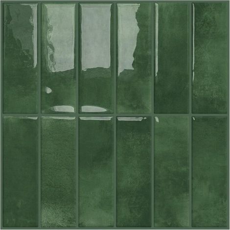 Carreaux auto-adhésifs muraux vert 30.5x30.5cm – Lot de 10 – Faciles à installer – Excellente imperméabilité pour cuisine et salle de bain (1/5)