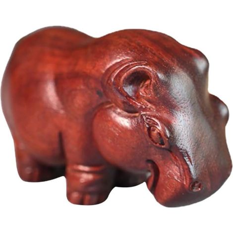 Handgefertigte Kleine Nilpferdstatue aus Ebenholz Stilvolle Holzdekoration für Schreibtisch (1/5)