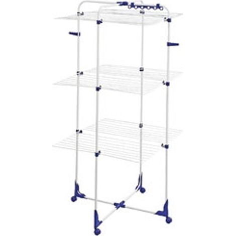 Leifheit – Etendoir à poser 34m – 3 niveaux – Support rabattable avec 6 oeillets – 4 roulettes pivotantes – Taille H126xL68xP68 cm – 81455 (1/10)