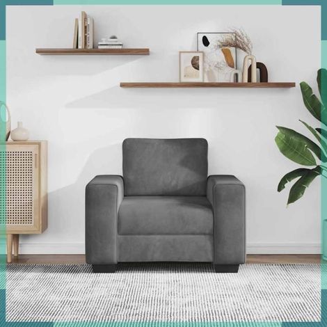 4105248 Fauteuil gris foncé 100x77x82 cm velours (1/5)
