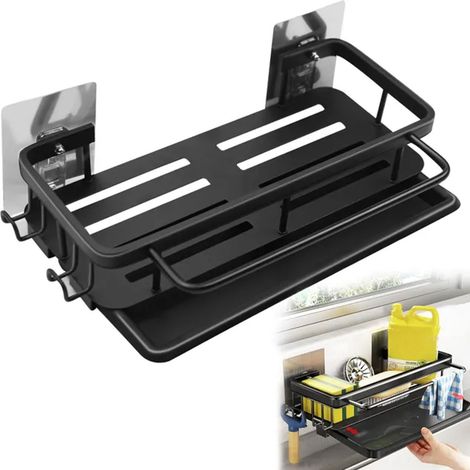 Rostfreies Aluminium-Ablagefach für die Küchenspüle mit viel Platz für Schwamm, Tuch und Flüssigkeit (1/2)