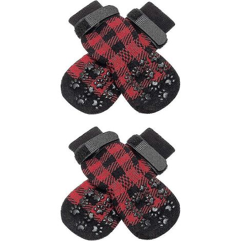 Chaussettes antidérapantes pour chien, chaussettes adhérentes avec sangles pour l'intérieur sur parquet, protection des pattes pour chiens de petite, moyenne et grande taille-S-Purple (1/5)