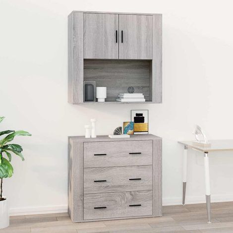 vidaXL Armario de pared madera contrachapada gris Sonoma 80x33x80 cm (1/5)