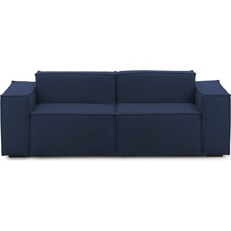 Talamo Italia - Divano fisso 2 posti Lepidolite, Divano componibile lineare, Sofà moderno da soggiorno in tessuto, 100% Made in Italy, Cm 220x95h70, Blu (1/5)