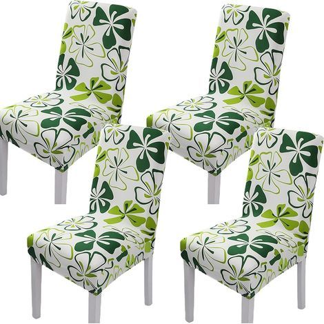 4-Piece Decorative Chair Cover Set - Stretch Chair Cover - Spandex Material Chair Cover with Elastic Band for a Universal Fit, Very Easy to Clean and Durable (Green) (1/5)