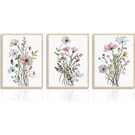 30x40 cm Sans Cadre Art Mural Botanique Boho, Tableau Décoration Murale Plante Rustique Ferme, Affiche Décoration Murale Fleurs Moderne Minimaliste