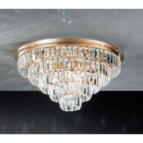 PLAFONIERA CASTLE 16 LUCI ATTACCO G9 GRANDE ORO D.80CM