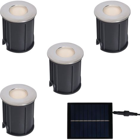 Litecraft Harold Recessed Outdoor Solar Power Deck Light in Satin Chrome - 4 Pack (1/5)