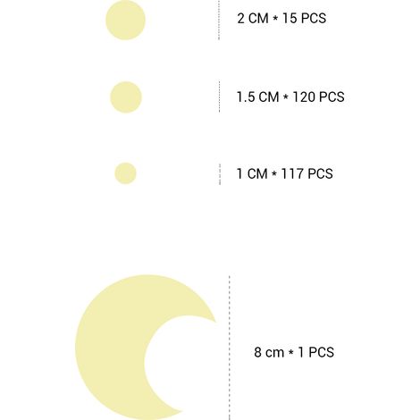 Stickers muraux « Ciel dans le noir » (252 pastilles adhésives et lune) pour décorer une chambre d'enfant (cadeau d'anniversaire). (1/5)