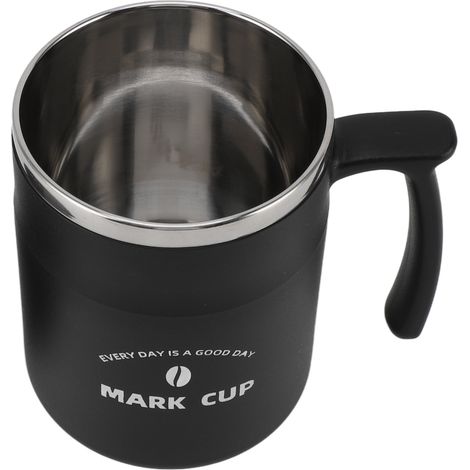 Tasse à café grande capacité, étanche, en acier inoxydable, avec couvercle et paille, idéale pour le bureau, les voyages et la maison (noir). (1/5)