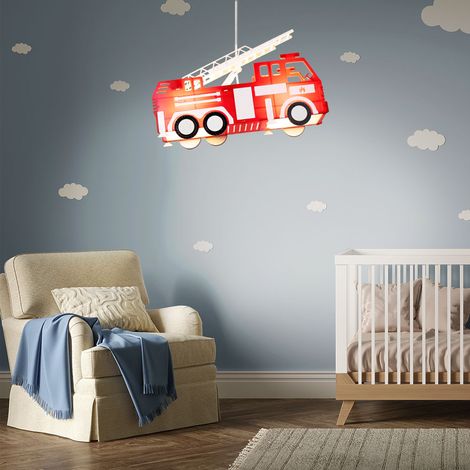 LED Feuerwehr Auto Decken Pendel Lampe Leuchte Beleuchtung Kinder- Spiel- Zimmer