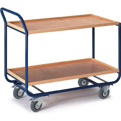 Rollcart Tischwagen mit 2 Etagen 775x475mm Buchedekor 20mm Rand (1/2)