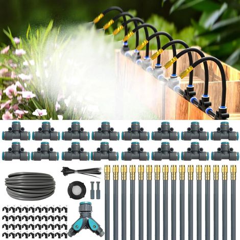 Kit de pulvérisateur universel flexible (gris, 30 m) avec tuyau de 6 mm pour brumisation et refroidissement des plantes de jardin (arrosage par brumisation). (1/5)