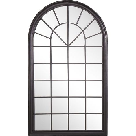 Miroir Mural en Forme de Fenêtre avec Cadre Noir en Métal et Verre 77 x 130 cm pour Salon Entrée ou Salle à Manger Beliani