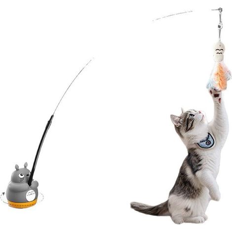 Giocattolo per gatti a forma di drago - Bacchetta rotante a 360° per gatti pazzi - Campanello a forma di testa di pesce in filo metallico - Giocattolo rilassante per gatti pazzi - Giocattolo per gatti (1/4)