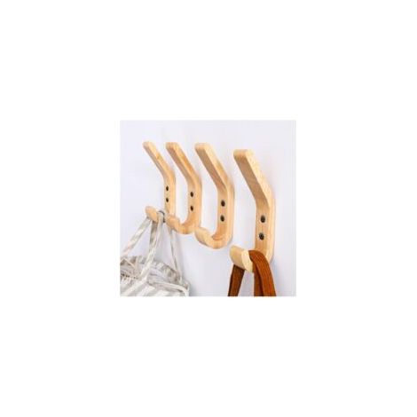 Garderobenhaken aus Holz, 4 Stück, 155 mm, J-Form, hochwertige Wandhandtuchhaken, Eiche A-Qualität, handpolierte Oberfläche, geeignet für Küche und Schlafzimmer – Crezuo (1/4)