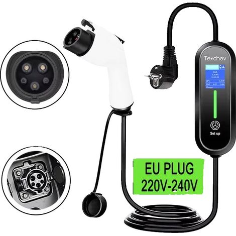 Cargador portátil para vehículos eléctricos, salida de 3,5 kW, resistente a la intemperie IP66, tipo 1 de 3,5 kW (1/2)