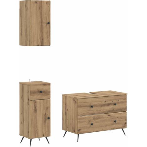 3 Piece Bathroom Cabinet Set BREDA Artisan Oak Engineered Wood vidaXL (1/5)