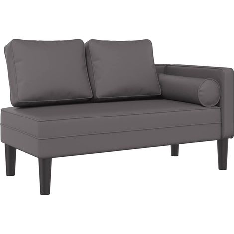 Méridienne chaise longue canapé pour intérieur avec coussins en PVC gris DEC026082