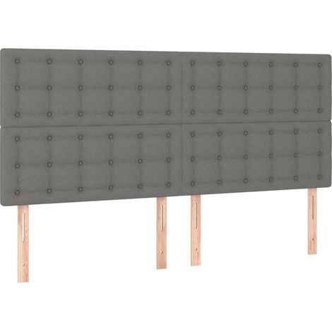 Testiera letto accessorio mobile camera da letto in 4 parti 100 x 5 x 78/88 cm tessuto grigio scuro TDL0206019