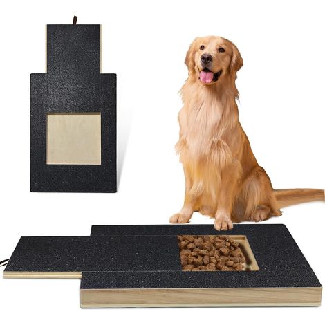 Griffoir en bois pour chien avec boîte à friandises - modèle coulissant avec papier de verre - lime à ongles pour chien (1/5)