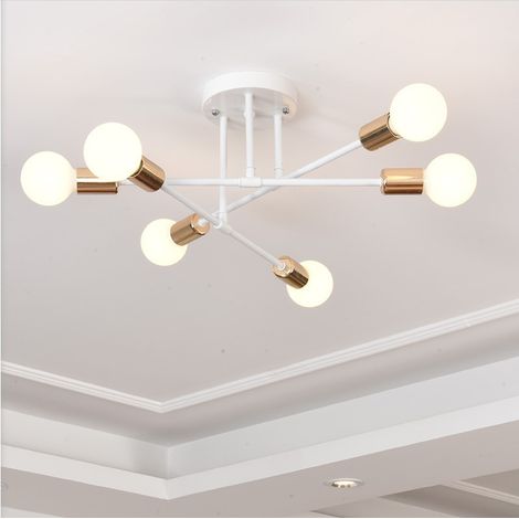Plafonnier moderne Spoutnik, 6 lumières, plafonnier semi-encastré en métal du milieu du siècle pour chambre à coucher, salle à manger, salon, couloir (1/5)