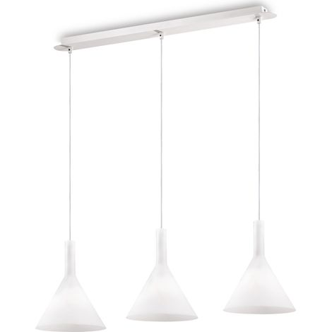 Sospensione Moderna Cocktail Vetro Bianco 3 Luci E14 (1/2)