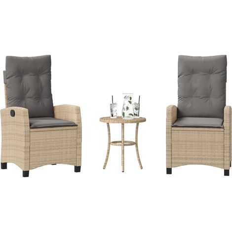 Ensemble de bistro 3 pcs-Salon de jardin bistro coussins mélange beige résine tressée 898470 (1/5)