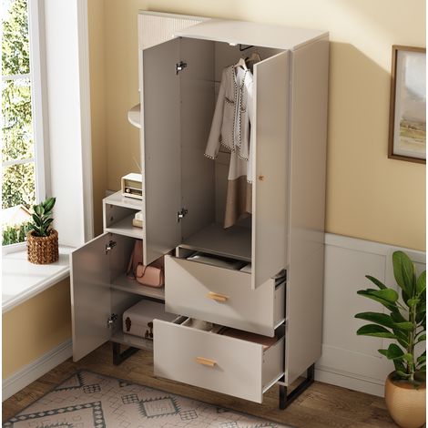 meuble rangement armoire entrée 2 tiroirs 110 cm MDF OKMYHOME (1/5)