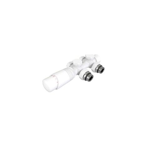Valvole per radiatori, valvola termostatica per radiatori da bagno, raccordi per valvole di collegamento centralizzato, accessori per riscaldamento (bianco) - Crezuo