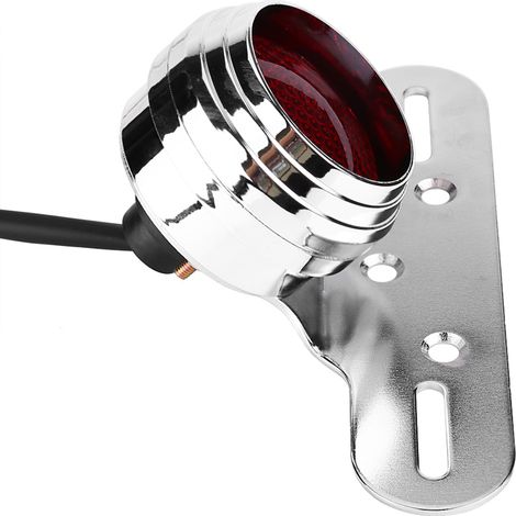 Rotes Bremslicht für Chopper Bobber Motorrad, hintere Bremsleuchte, silberfarben