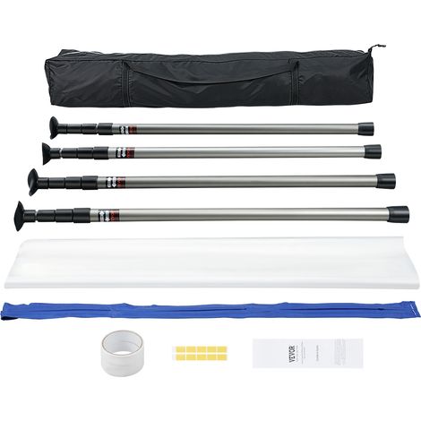 VEVOR Kit de Puerta Antipolvo de 10 x 4 m con Postes Telescópicos Puerta de Protección contra el Polvo de PE 0,9-3 m con Bolsa Magnetica Cremallera para Decoración de Interiores de Obras de Renovación