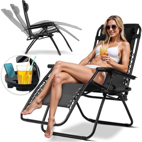 Tumbona de jardin plegable con cojin sofotel chillwell negra