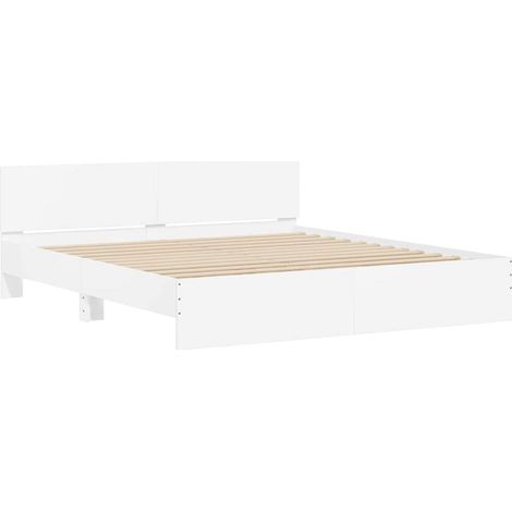 Bed Frame with Headboard White 193 x 203 cm Engineered wood vidaXL