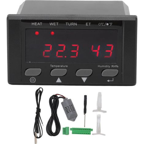 Contrôleur de température et d'humidité pour incubateur Thermostat numérique Fahrenheit Celsius pour œufs de reptiles et de volailles (1/4)