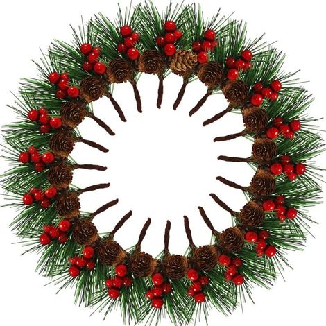 20 pezzi di bacche natalizie artificiali, rami di pino artificiali, aghi di pino, pigne, bacche, per decorazioni della tavola di Natale, decorazioni per feste di Natale, decorazioni natalizie.