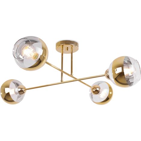 LÁMPARA DE TECHO ASTURIA ORO 4 PANTALLAS PLANAS DORADAS E27