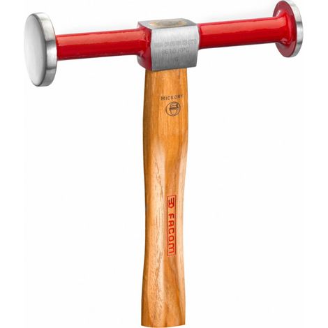 Marteau de bombage et de lissage de façade Manche en hickory manche rond face plate Ø 32 mm face bombée ronde Ø 40 mm (1/2)