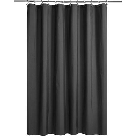 Cortina de ducha impermeable, Incluye anillas, Lavable, Cortina de baño, Cortina para bañera, Cortina de ducha antimoho, 100x200 cm, Negra (1/5)