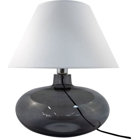 Lampe table Adana fumé abat-jour blanc E27 60W Zuma (1/4)