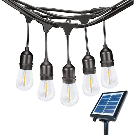 IluminaShop - Guirnalda Exterior Led 3W Solar 10 bombillas E27 IP65  Blanco Calido 3000K (1/5)