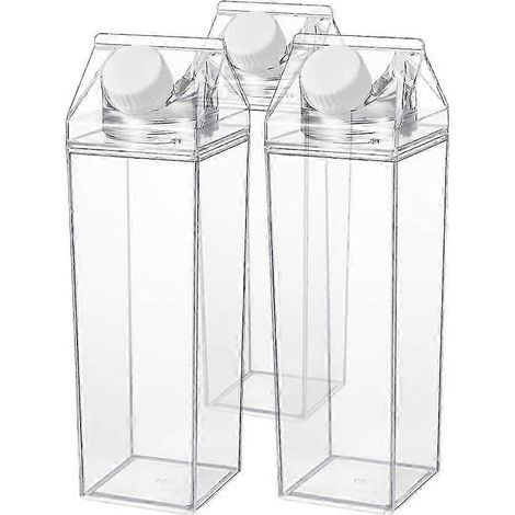 Lot de 3 récipients à lait transparents pour réfrigérateur, d'une capacité de 500 ml chacun. (1/5)