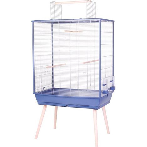 ZOLUX Hochgestellter Käfig mit Gitter für Vögel Néolife - Für Wellensittich, Nymphensittich, Kanarienvogel - 81 x 48 x 152 cm - Néolife - Blau