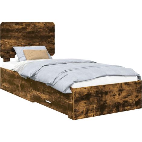 Bettrahmen Geräucherte Eiche 90 x 200 cm Holzwerkstoff vidaXL