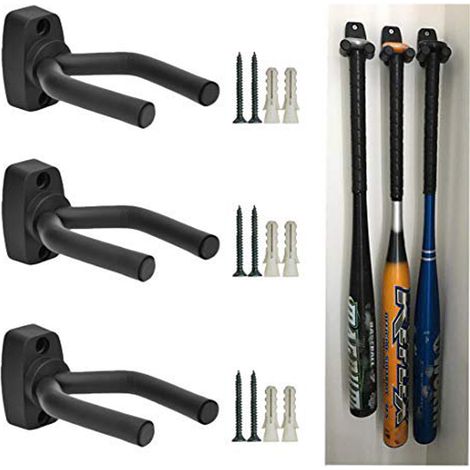 Support mural vertical pour batte de baseball, noir, universel et durable (1/5)