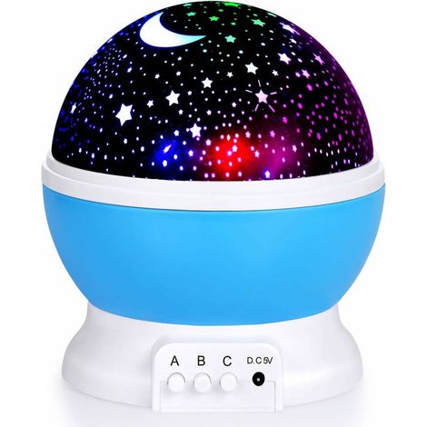 360° LED, ciel étoilé Projecteur Star Sleeping Aid Baby Night Light pour enfants, Lumières colorées - Base bleue