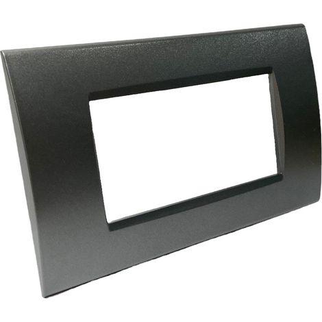 Placchetta per interruttore a 4 posti grigio scuro cassetta 504 compatibile con bticino living light supporto cover (1/2)
