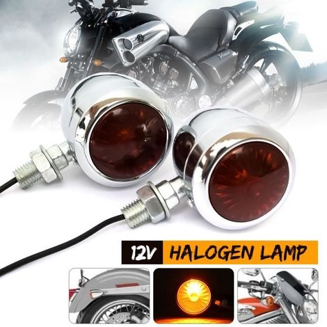 Paire 12V Moto Clignotant Indicateur Lampe Pour Harley Chrome Scooter (1/4)