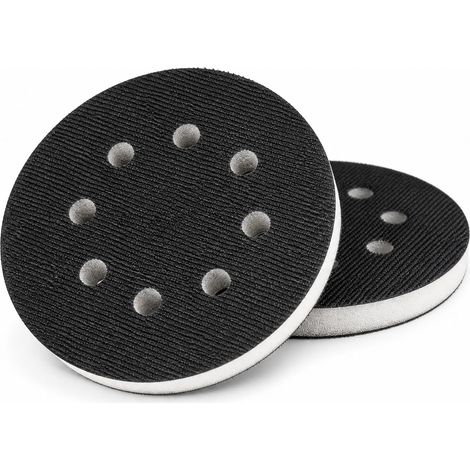 Tampon Interface 125mm Mousse Souple pour Ponceuse Excentrique, Patin de Ponçage 8 Trous pour Disque Abrasif et Plateau de Polissage, Lot de 2 Pièces pour Surfaces Profilées et Chant (1/5)