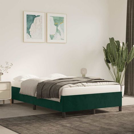 vidaXL Estructura cama sin colchón terciopelo verde oscuro 120x190cm (1/5)